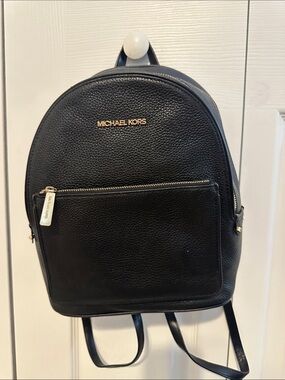 Michael Kors Black Pebbled Leather Mini Backpack with Gold Hardware with COA